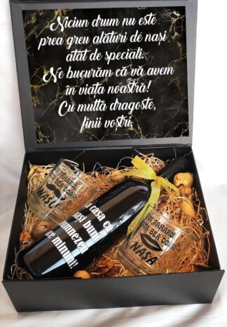Cutie cadou pahare personalizate sticla personalizata nasi